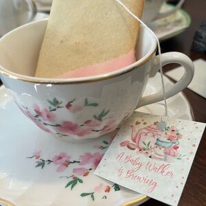 Pottery Barn Pink Floral Teacup and Saucer Set